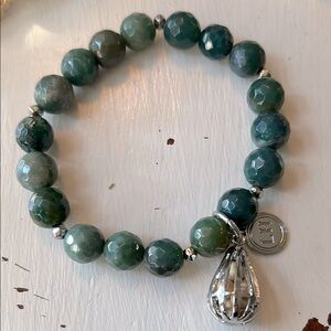 PartyLite Essence of Life Bracelet Green Silver Charm